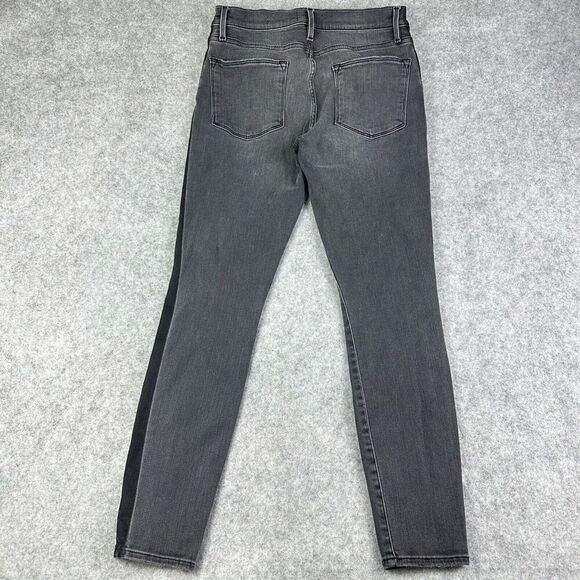 FRAME Denim Le High Skinny Jeans Womens 27 Gray Black Two Tone Side Stripe Slim* - Picture 4 of 13